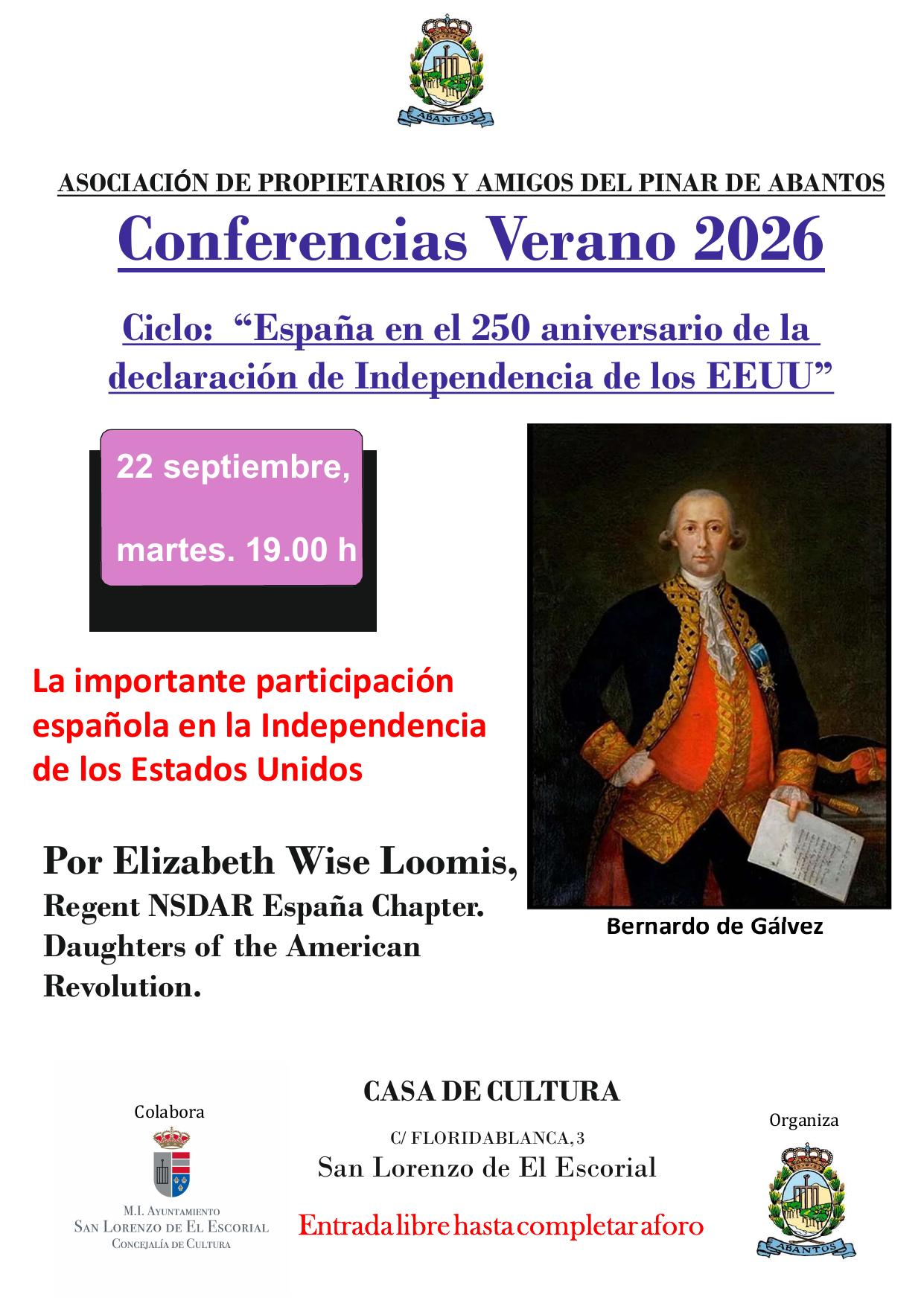 Cartel de la conferencia sobre Bernardo de Gálvez