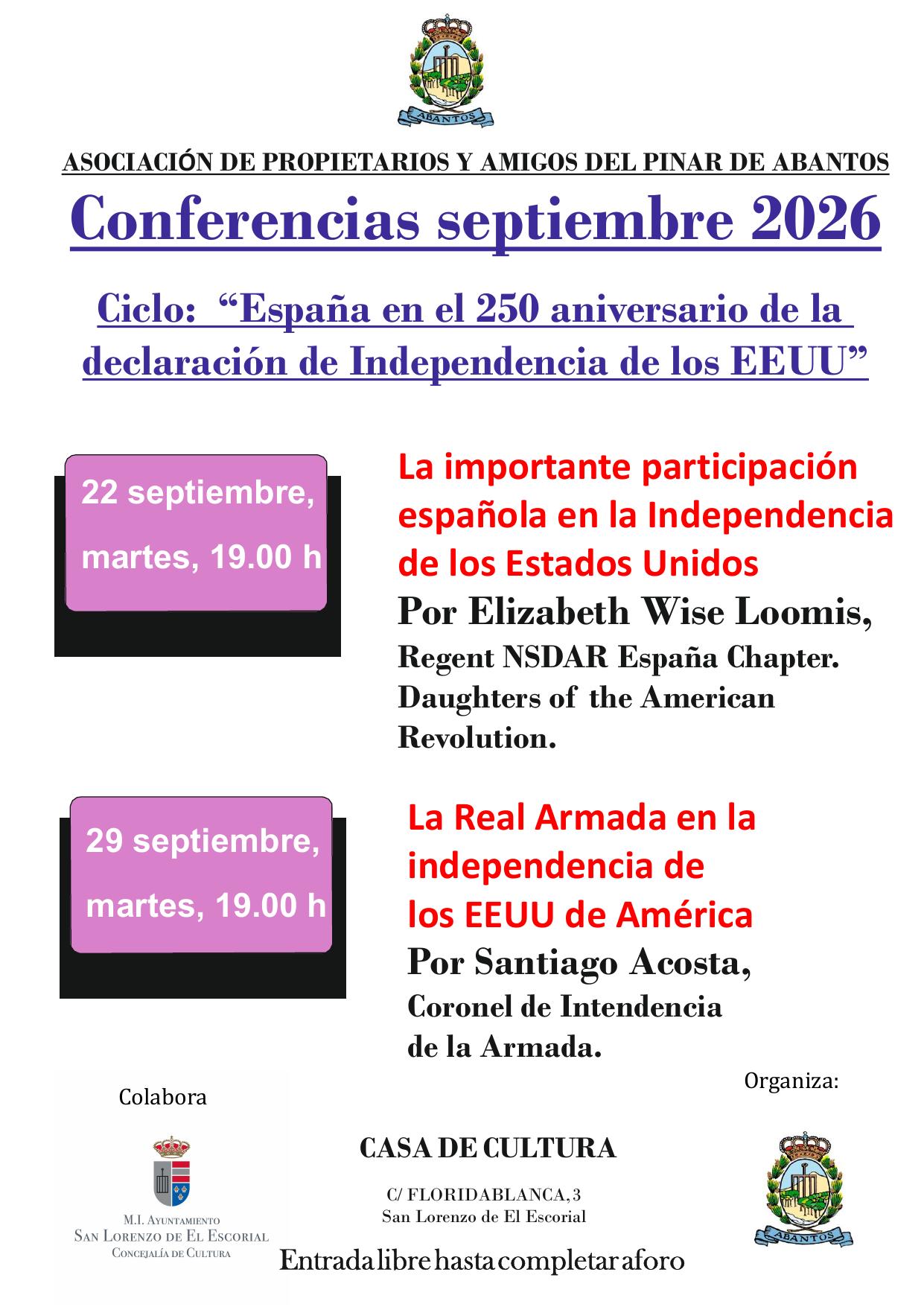 Programa de conferencias de septiembre 2026