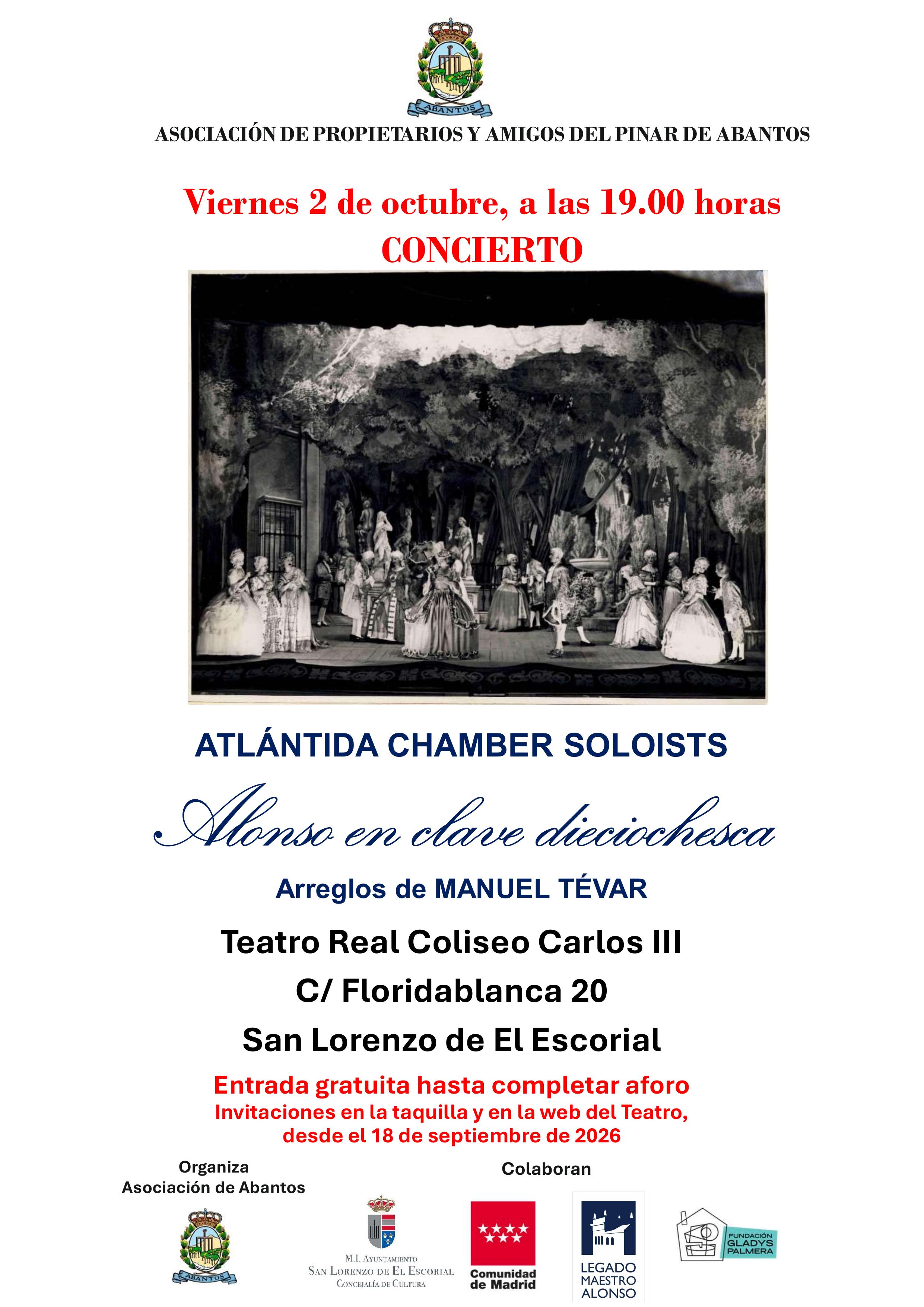 Cartel del concierto Alonso en clave dieciochesca