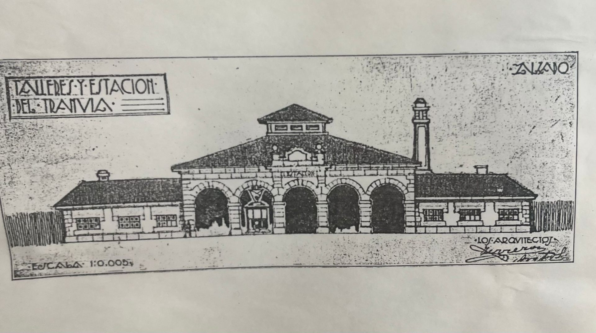 Talleres y estación del tranvía proyectados